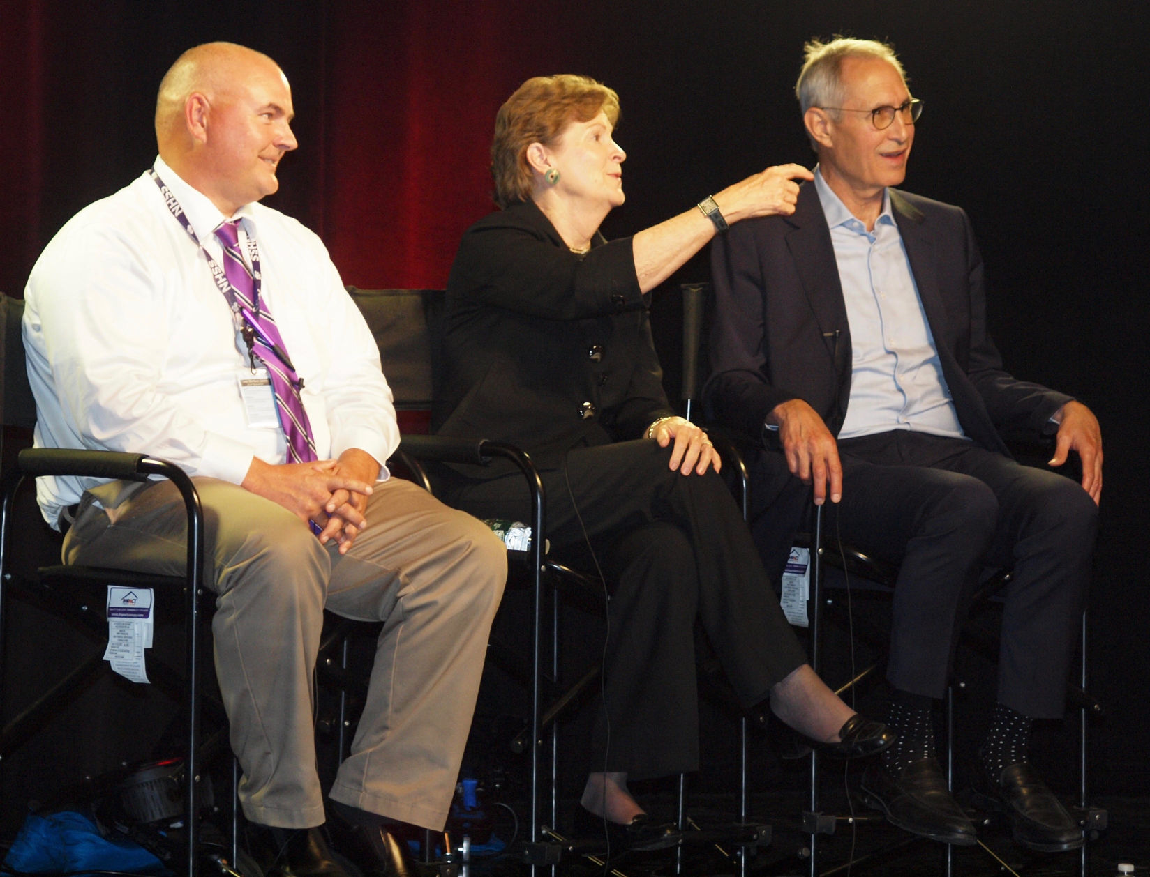 Principal Keith Richard, Sen. Jeanne Shaheen and Nashua Mayor Jim Donchess